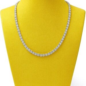 Tennis Necklace 18K White Gold Plated 4.0mm Round Cubic Zirconia